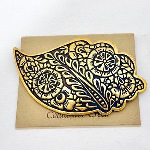 Coldwater Creek Large Brass Tone Boho Paisley Brooch
